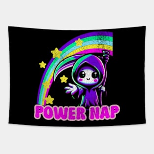 Funny Grim Reaper Power Nap Kawaii Pastel Goth Sarcastic Tapestry