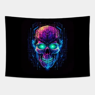 Sci fi Skull Neon Light Tapestry