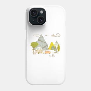 Vintage hedgehogs camping adventure with pattern Phone Case