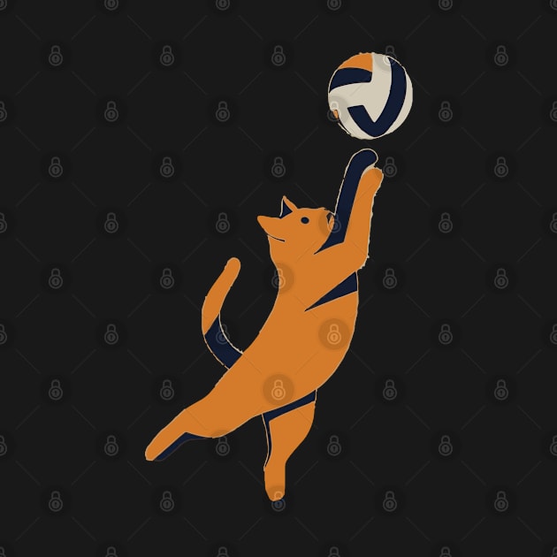 Airborne Attack: Playful Tabby Cat Spikes Volleyball by Kishu