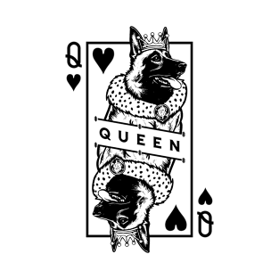 Belgian Malinois Queen Of Hearts Dog Playing Card Pop Art T-Shirt