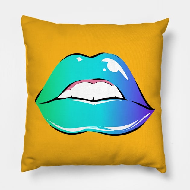 Pop art lips Pillow by PallKris