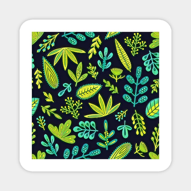 Hemp Botanical Seamless Pattern Magnet by Darksavage