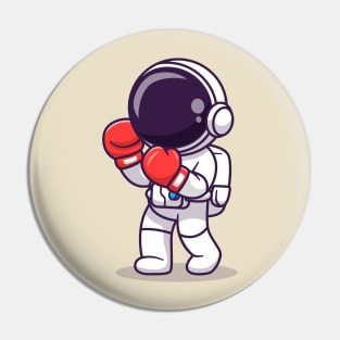 Cute Astronaut Boxing Cartoon Pin