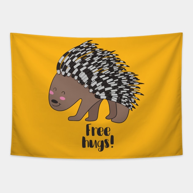 Free Hugs- Cute Porcupine Tapestry by Dreamy Panda Designs