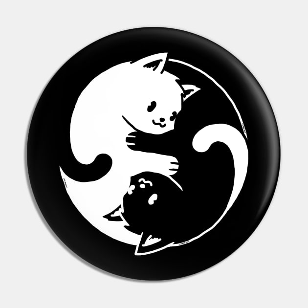 Yin Yang Cat Black & White Pin by vo_maria