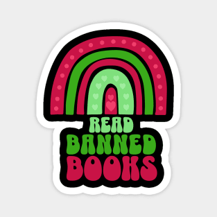 Read Banned Books LGBTQ Pride Christmas Boho Rainbow Magnet