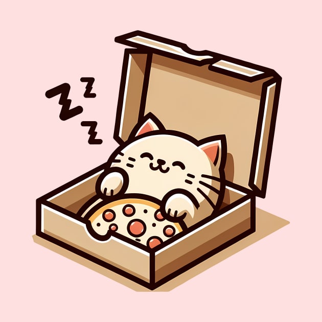 Cute Cat Sleeping inside Pizza Box by dukito