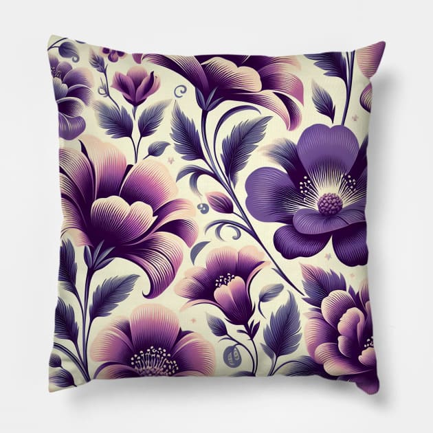 Purple Flowers Pillow by Jenni Arts