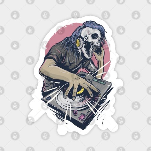 Disc Jockey Skull Magnet by Skidipap