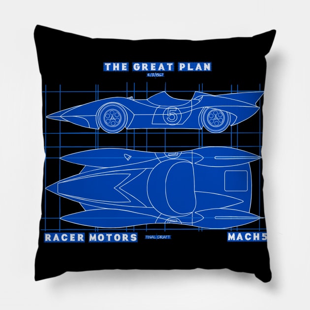 Mach 5 - The Great Plan Pillow by DistractedGeek