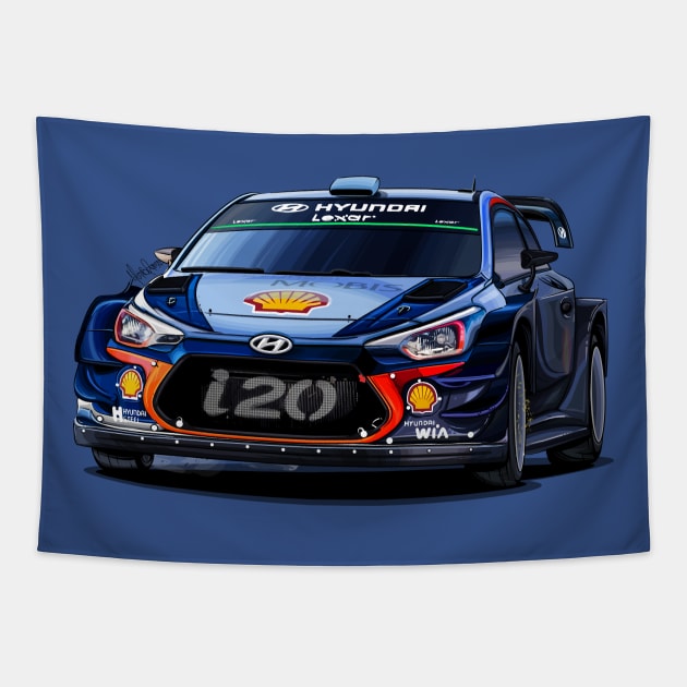 Hyundai i20 WRC Tapestry by Mario Ramos Rally Art