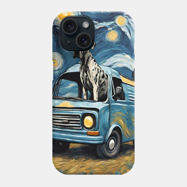 Great Dane Dog Breed Painting in a Van Gogh Starry Night Art Style Phone Case by Art-Jiyuu