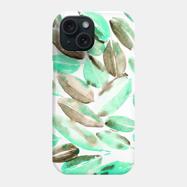 Watercolor mint and earthy leaves - hand painted nature Phone Case by katerinaizotova