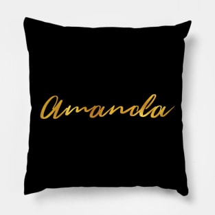 Amanda Name Hand Lettering in Gold Letters Pillow