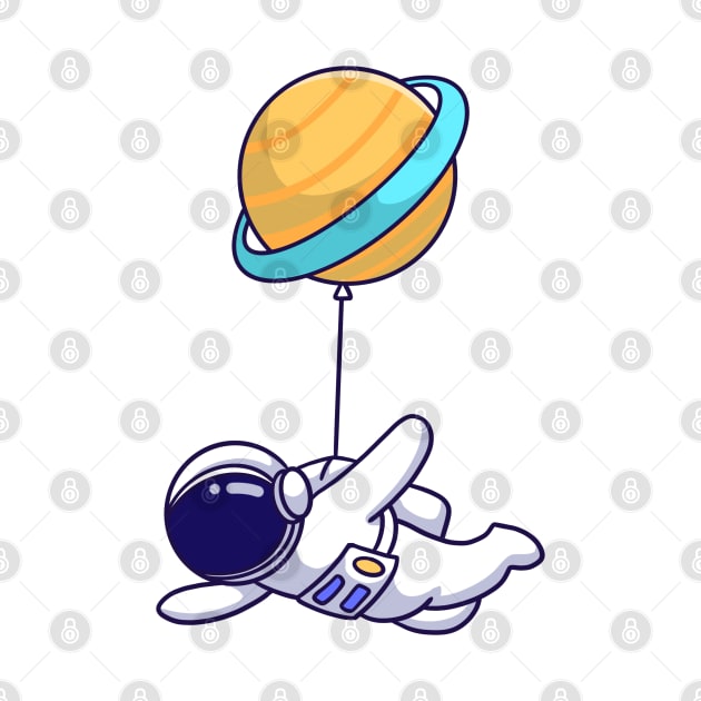 Astronaut Floating Planet Cartoon by thelazyshibaai