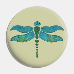 Teal Green Blue Boho Dragonfly Pin