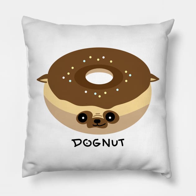 Pug dog donut Pillow by spontania