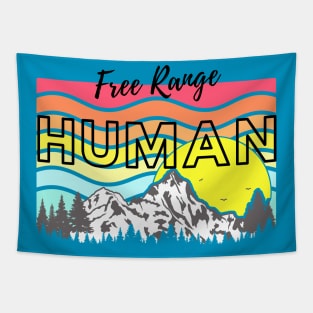 Free Range Human (mountain sunset) Tapestry