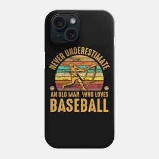 Funny Sarcastic Old Man who Loves Baseball Fan Phone Case