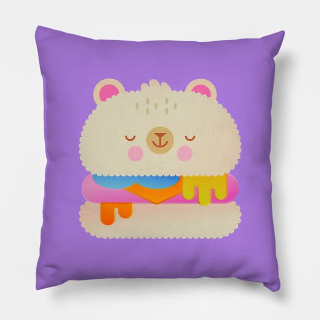 Burger Bear Pillow by noeyedeer