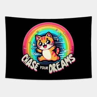 Chase your dreams - Cute kawaii cats with inspirational quotes Tapestry