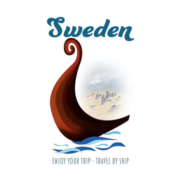 Sweden Long boat travel poster by nickemporium1