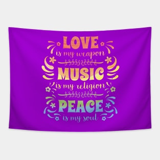 Hippie T-Shirt: Love, Music & Peace Tapestry