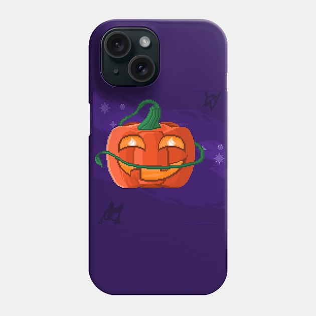 Pixel Art Pumpkin Planet Phone Case by PixelCarvel