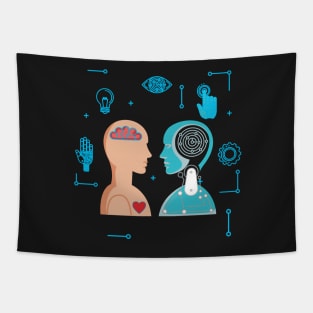 Robot Human Couple- Artificial Intelligence AI Tapestry