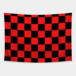 Checkered Square Seamless Pattern - Black & Red Tapestry