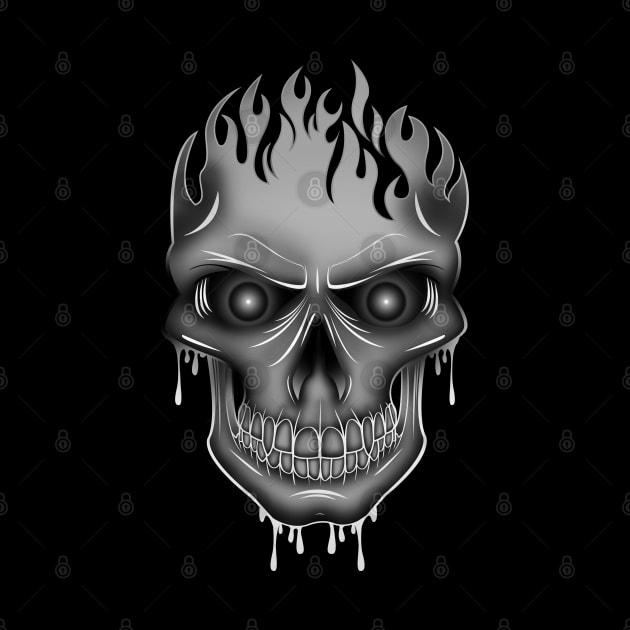 Flame Skull - Silver by adamzworld