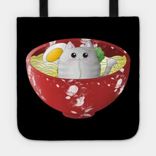 Kawaii cute funny japanese anime cat in a noodles ramen bowl - cats lover - foodie - food lover Tote