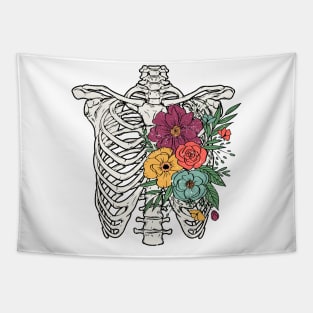 Floral rib cage skeleton Tapestry