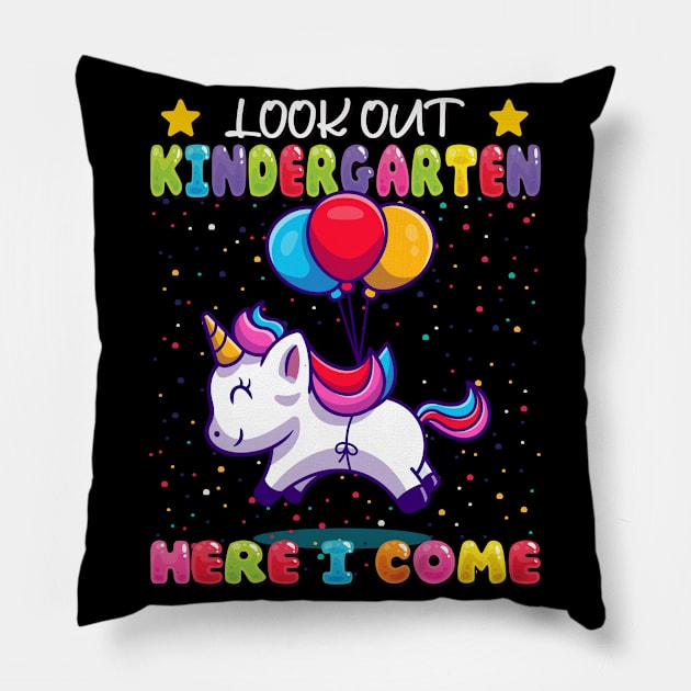 Kindergarten Here I Come Unicorn Enrollment Pillow by auviba-design