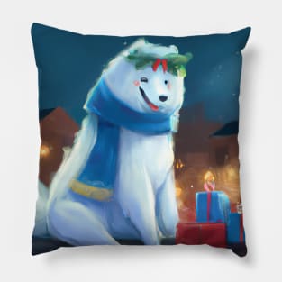 Cute Samoyed Drawing Pillow