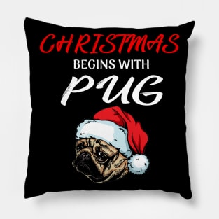 Christmas Begin With Pug Dog Costume Gift Pillow