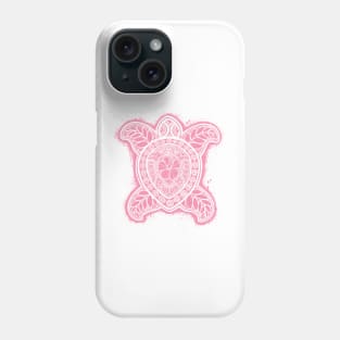 Pasifika Turtle - white on pink Phone Case