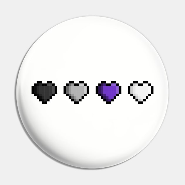 Asexual Pixel Hearts Pin by traditionation