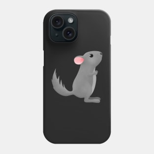 Cute happy grey chinchilla cartoon illustration Phone Case