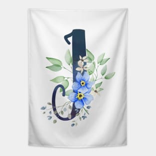 Floral Monogram I Wild Blue Flowers Tapestry