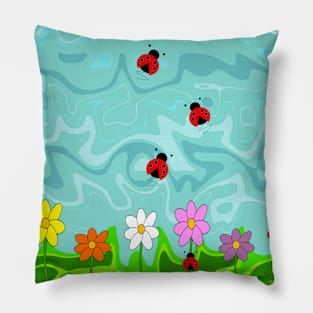 A Cloudy Summer Day For Ladybugs Pillow