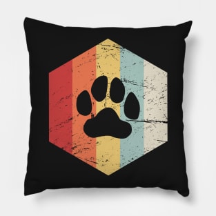 Retro Vintage Furry Paw Print Pillow