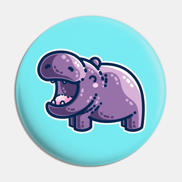 Purple Hippo Kawaii Cute Pin by freeves