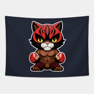 Cat boxer in red gloves Tapestry