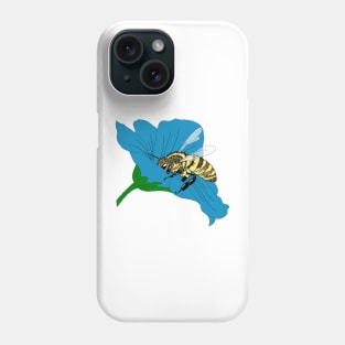 Honeybee Blue Flower Illustration Phone Case