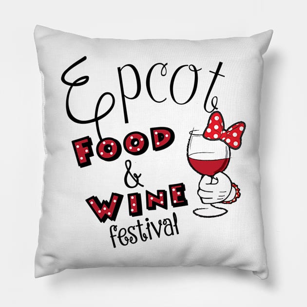 Epcot Food and Wine Festival Minnie Mouse Pillow by yaney85