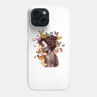 Afro Woman with Butterflies #4 Phone Case