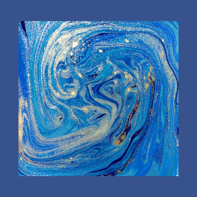 Blue Gold Glitter Abstract Painting Artwork Blue Abstract Art