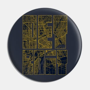 Detroit, USA City Map Typography - Gold Art Deco Pin